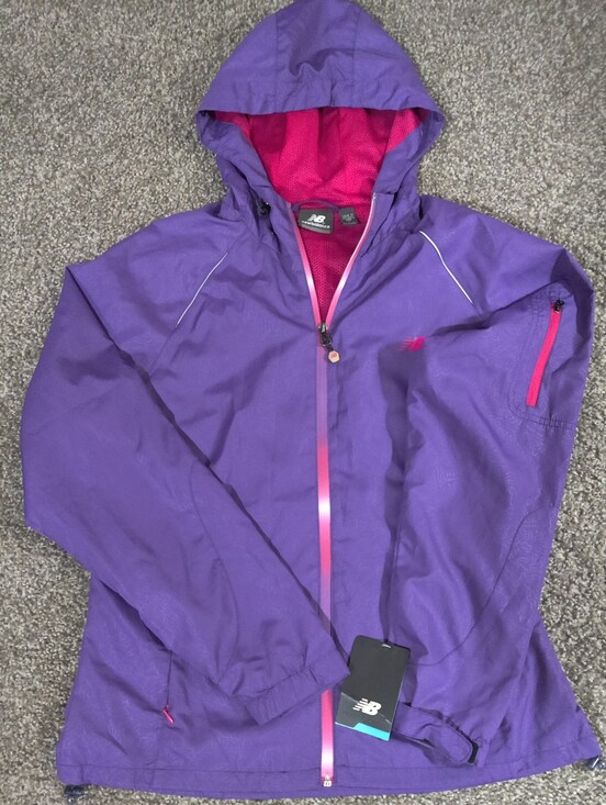 New Balance Jackets & Blazers - New Balance Purple Hooded Windbreaker with Pink Accents